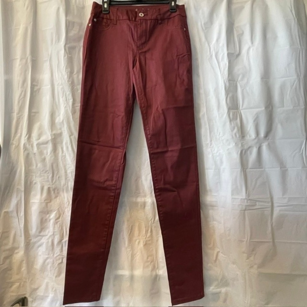Vintage Spoon Jeans Skinny Sz 9x37 Coated Tall/Long Low Rise Burgandy Y2K NWOT